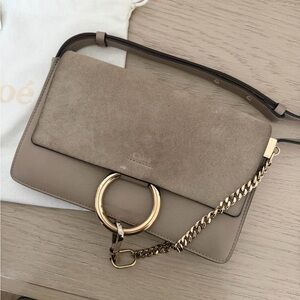 Chloe Beige Leather and Suede Crossbody Bag